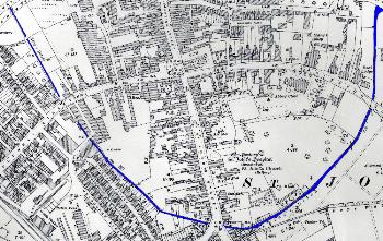 The Kings Ditch shown in blue on this 1926 map